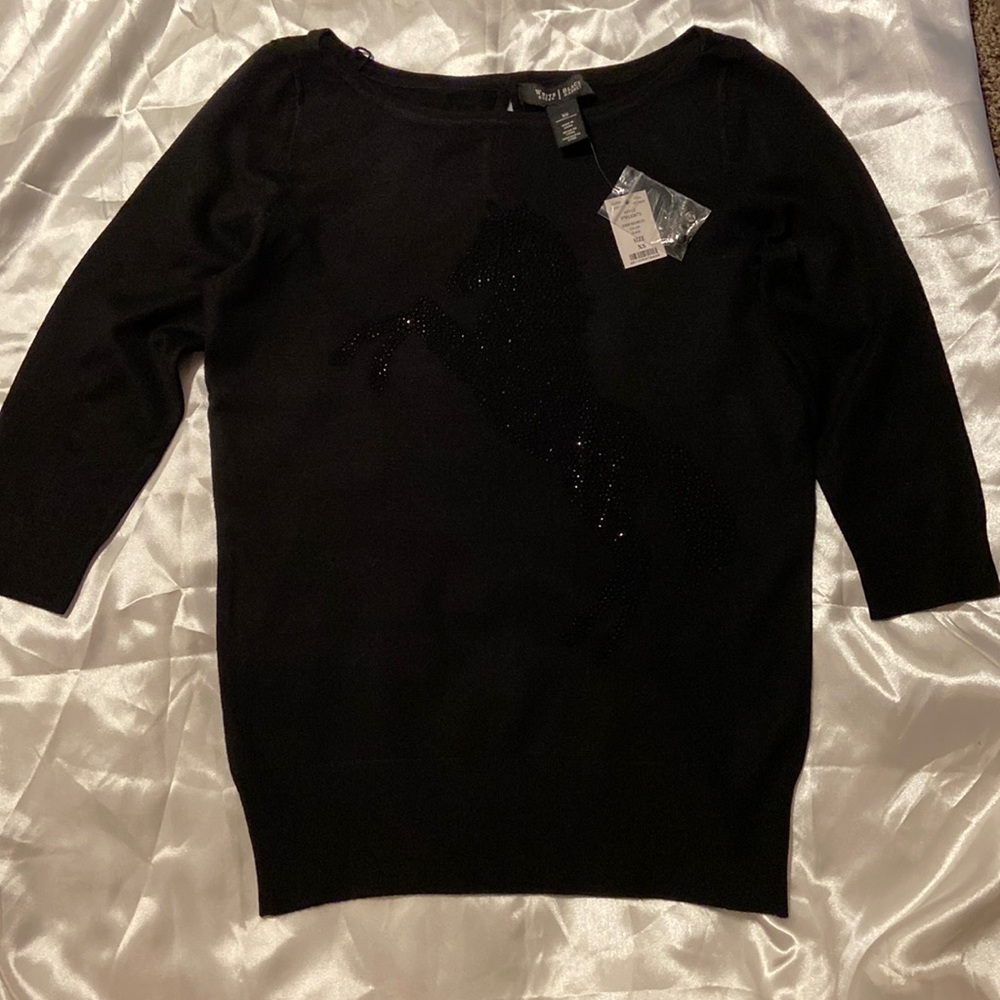 NWT WHBM Embellished Horse Sweater Size XS